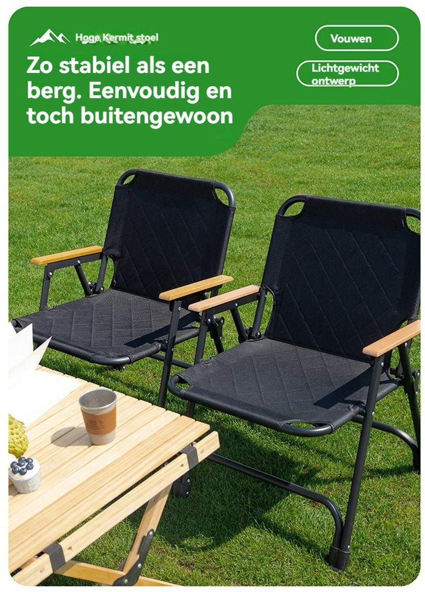 Tuinstoel - Opvouwbaar - Gestikt kussen - Draagbare stoel voor vissen en vrije tijd - Camping- en barbecuestoel - Geschikt voor tuin of balkon - Weersbestendig - Stoffen bekleding -Zwart — cadeau in Sport & Outdoor - foto 5