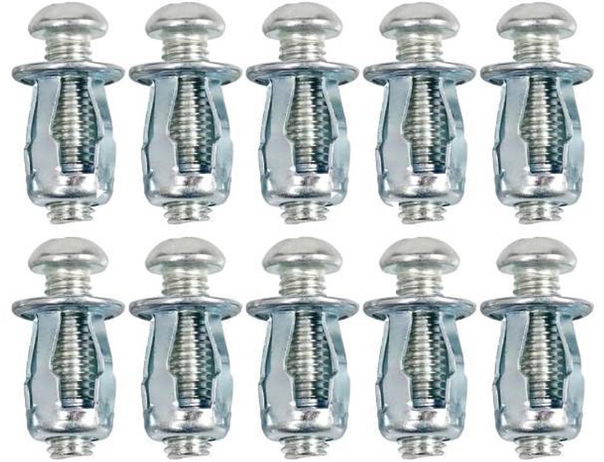 10 ultrakorte M4 metalen holle pluggen - Geschikt voor aluminium platen van 0 tot 5 mm, ijzeren platen en houten platen (20 mm) voor deuren en wanden.