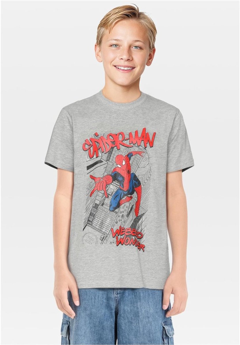 Mister Tee Marvel Spiderman Comic Kinder Tshirt Kids 110/116 Grijs