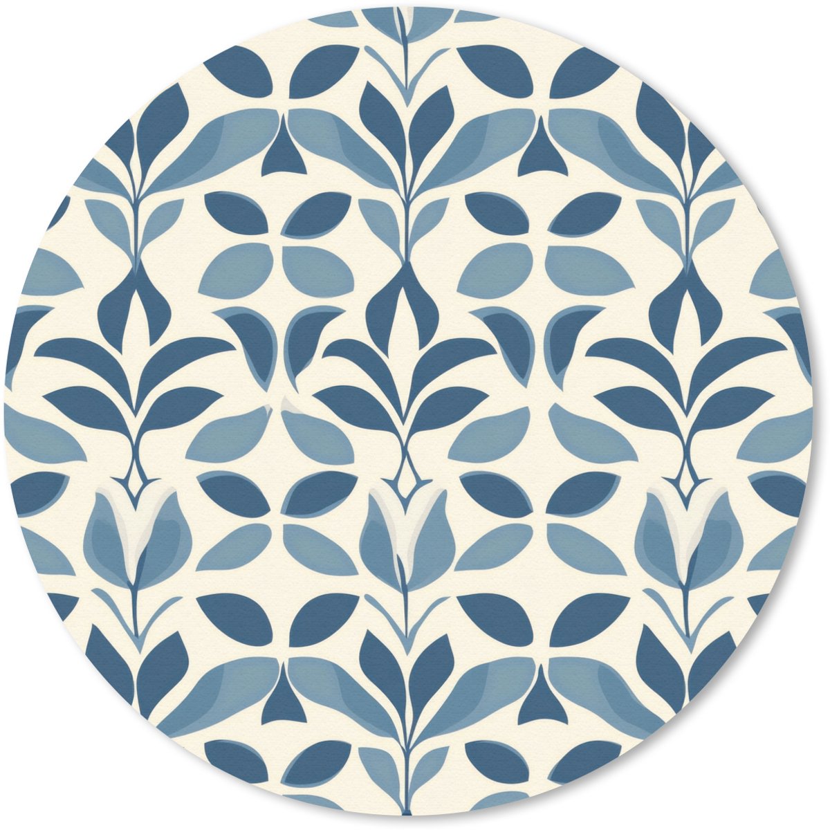 Muismat rond 50x50 cm - Mousepad Flora - Modern - Blauw - Ronde muismatten