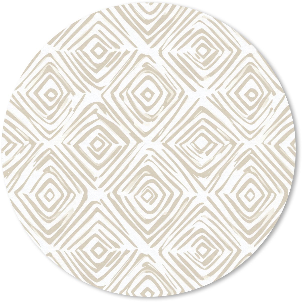 Muismat rond 20x20 cm - Mousepad Abstract - Ruit - Beige - Ronde muismatten