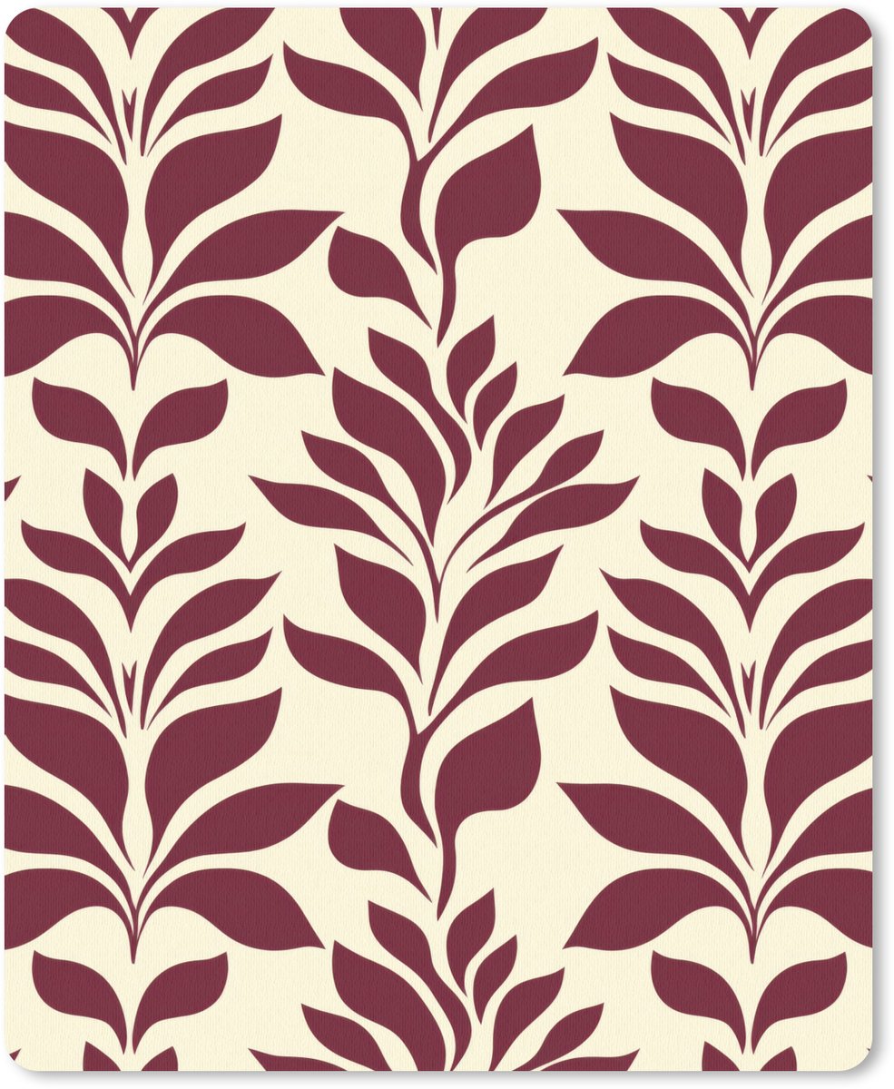 Muismat 12x16 cm - Mousepad Abstract - Bladeren - Burgundy - Muismatten