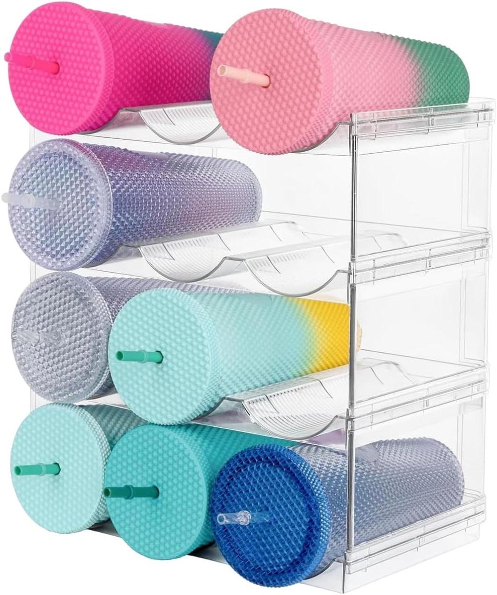 Waterfles Organizer - Drank Houders - Keuken Opbergen - Stapelbaar Ontwerp - 4 Lagen - Helder