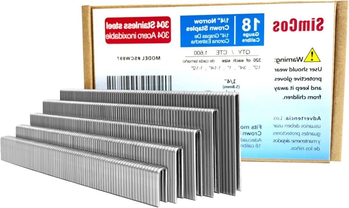 Roestvrijstalen nietjes - Nietmachine accessoires - Duurzaam bevestigen - Roest- en corrosiebestendig - 1600 stuks 5 maten - Zilver