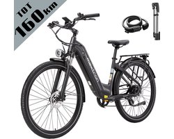vankel Marathon Elektrische Fiets – 810Wh Accu (22.5Ah) – Actieradius tot 160 km – 700C×50C Banden – Shimano 7 Versnellingen – Aluminium Frame – Verende Voorvork met Lock-out – Hydraulische Schijfremmen – Stadsfiets – Max. Belastbaar 120 kg – Paars