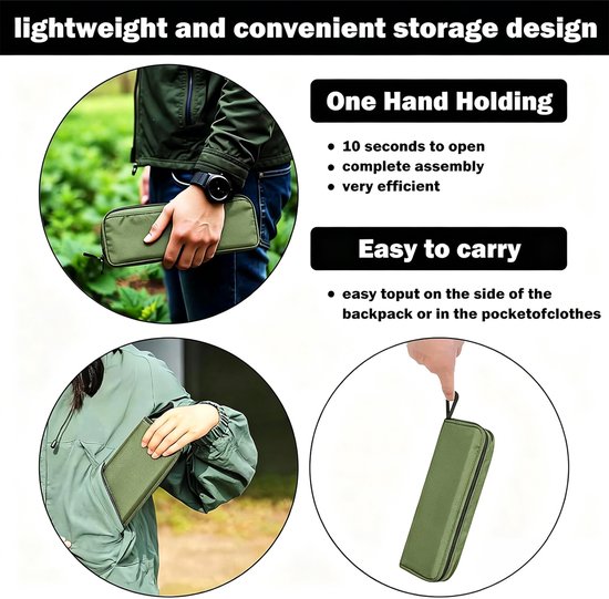 Kruk - Krukje - Opvouwbare Krukken - Campingkeuken - Draagbaar & Lichtgewicht Opvouwbaar Kruk voor Outdoor Activiteiten - Max. 150 kg Draagvermogen - Groen — afbeelding 3