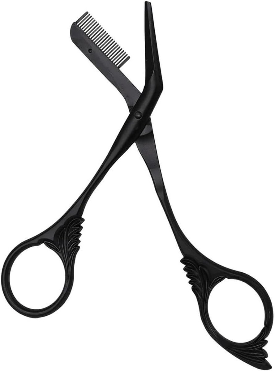 Wenkbrauwschaar met Kam - Precisie Trimmer Beauty - Gezichtsverzorging Thuis - Roestvrij Staal Duurzaam - 17.7 x 16.7 cm - Zwart