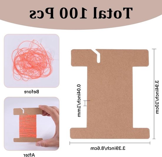 100 Stuks Papieren Spoelen voor Lint Opslag - Kartonnen Garen Houder en Organizer voor Borduurzijde, Weven en DIY Crafting Benodigdheden — afbeelding 5