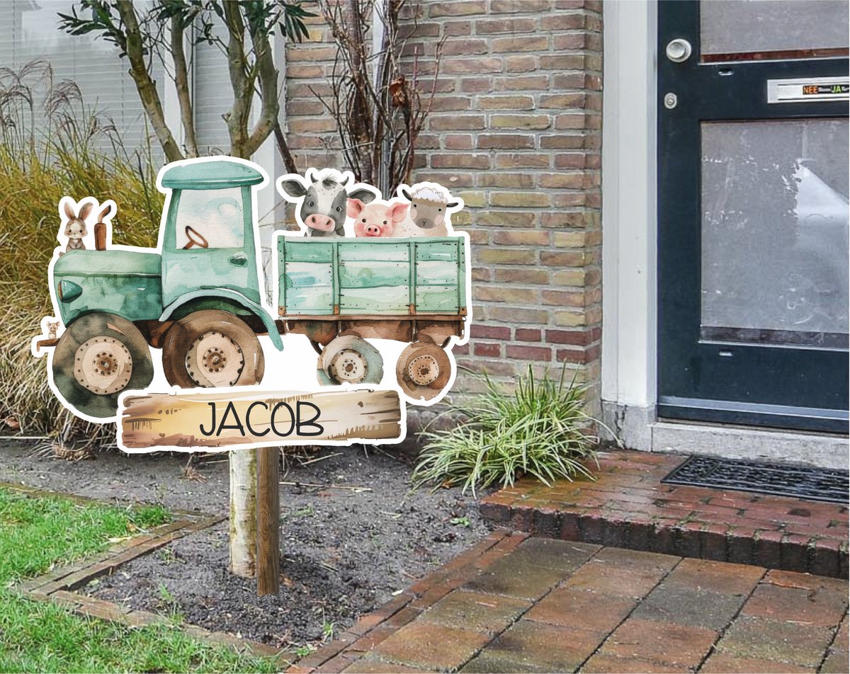 StudioJitske | Raambord | Geboortebord 50cm | Raamsticker | boerderij | tractor 051