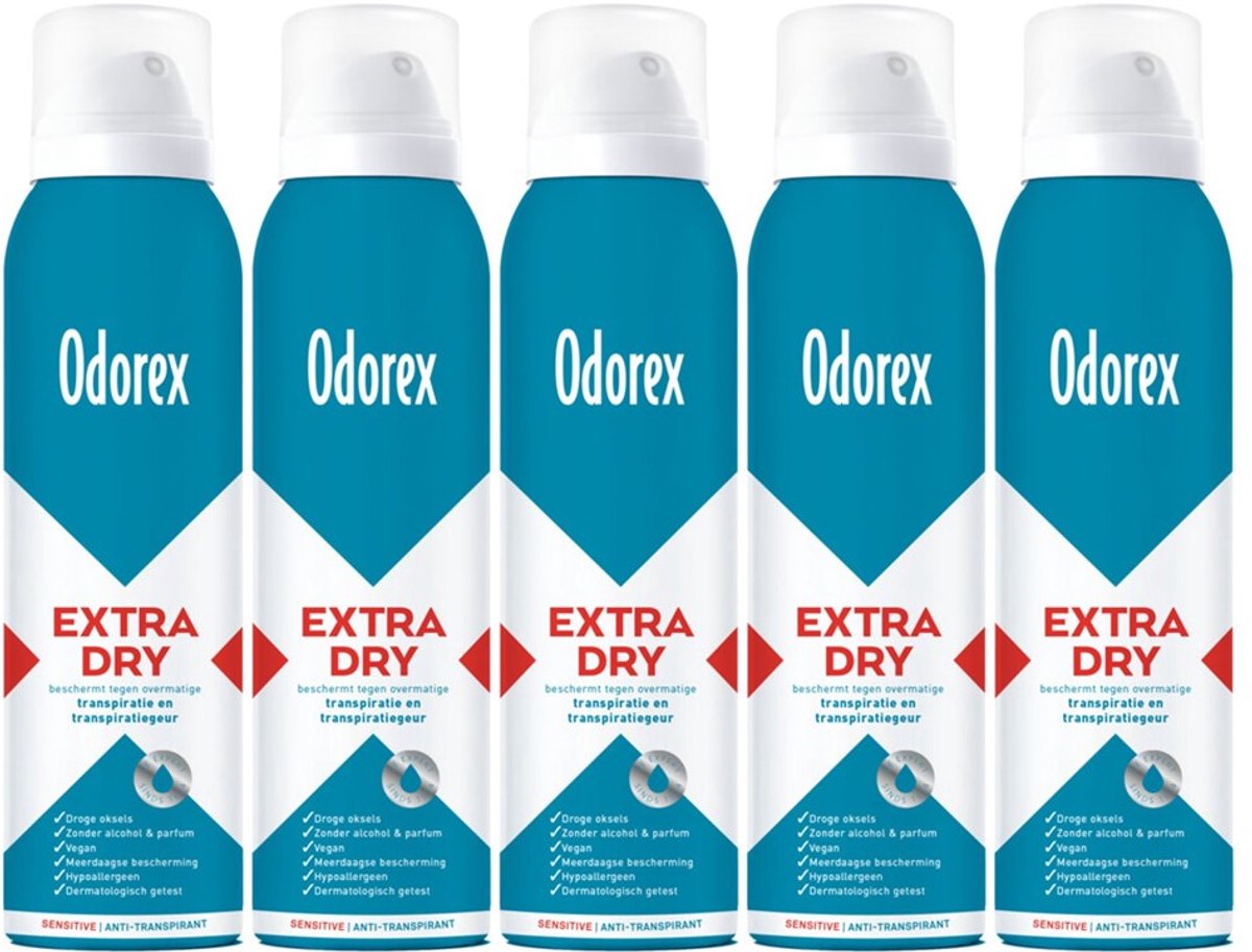 Odorex Extra Dry Deodorant Spray Sensitive - 5x 150ml - voordeelverpakking
