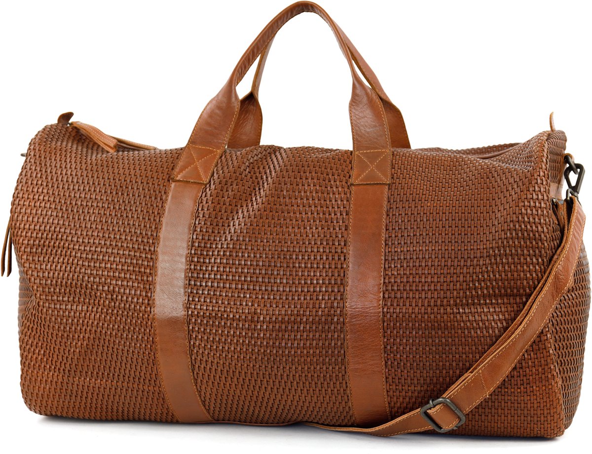 Bear Design Vesper Gevlochten Leren Weekendtas - Reistas - Cognac