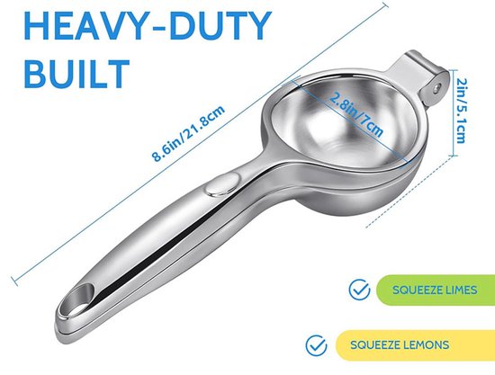 Allecto - Citruspers - Handmatige citroenpers - Robuuste kwaliteit - Zilver - Ideaal voor cocktails - Perfect voor citrusvruchten - Geschikt voor k... van Allecto — afbeelding 5