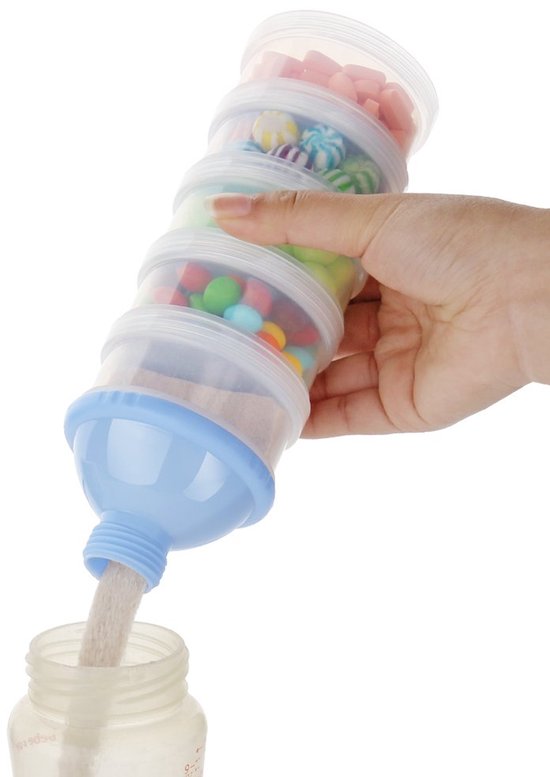 Babyvoedingtoren - Set van 1 - BPA-vrij - Blauw - 5 lagen - Babyvoedingdispenser - Babypoeder organizer - Reisorganizer - Dispenser - Babyvoedingtoren — afbeelding 5