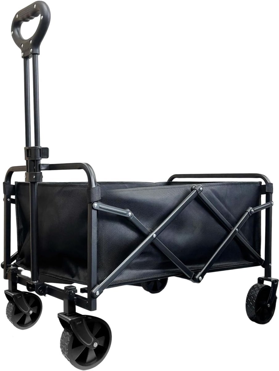 Stevige opvouwbare handkar 83x50x70cm draagvermogen 150kg multifunctionele opvouwbare trolley met verstelbare handgreep en afneembare waterdichte hoes draagbare opvouwbare trolley geschikt voor boodschappen strand kamperen Zwart