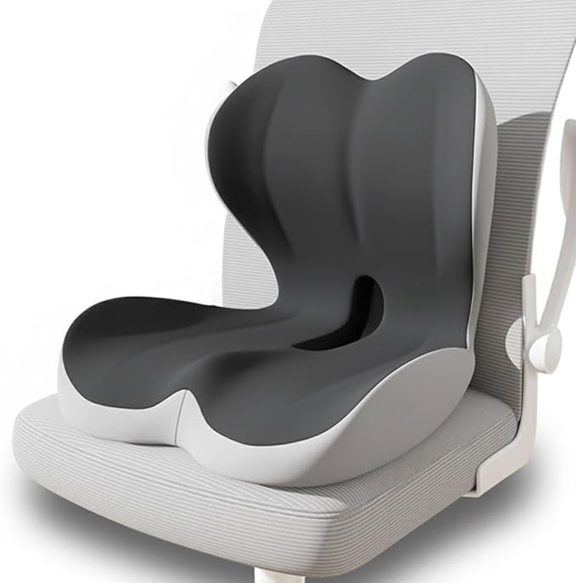 Ergonomisch zitkussen met lendensteun van traagschuim - grijs