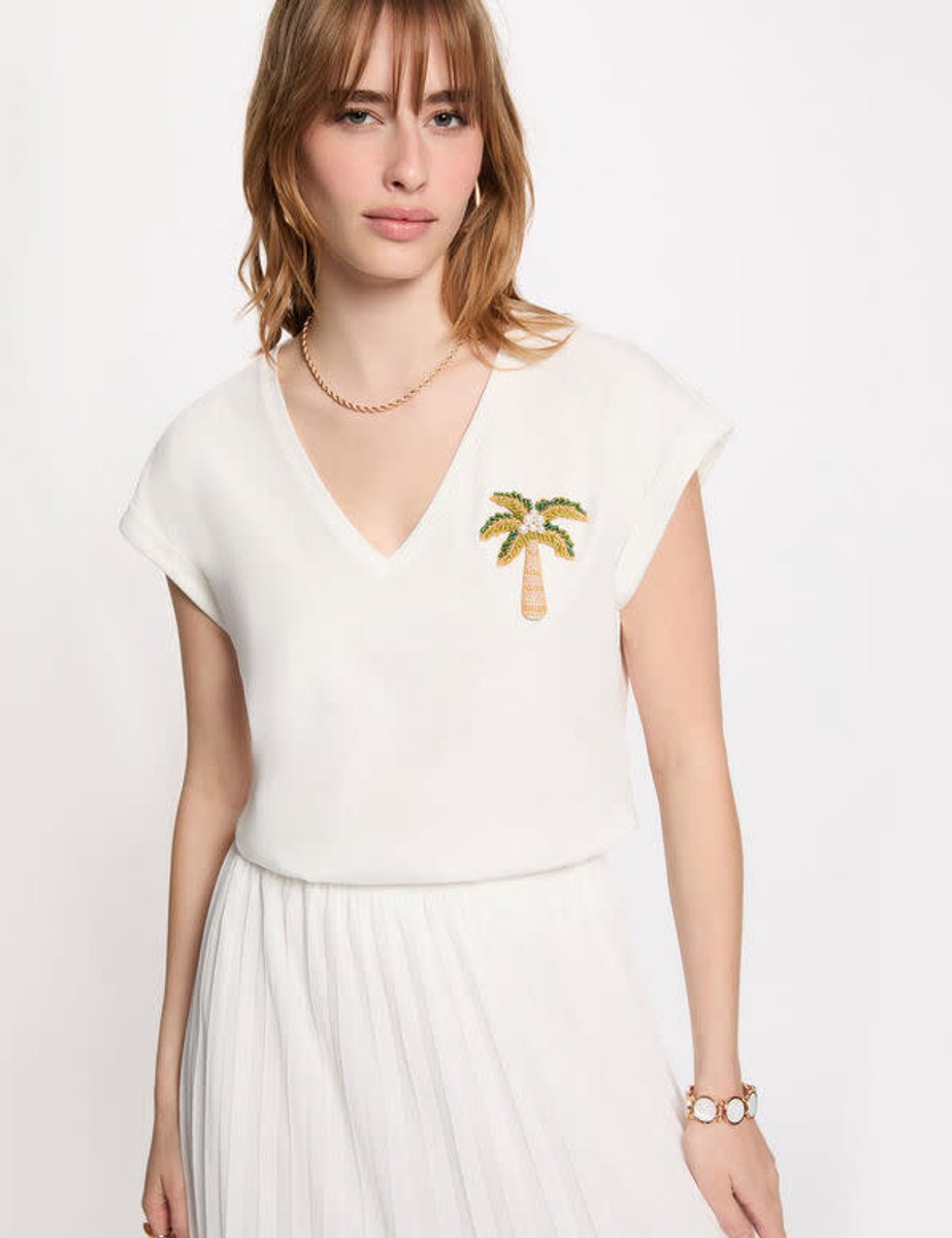 Morgan - V-neck short-sleeve 261-Dpalm White - Maat : M
