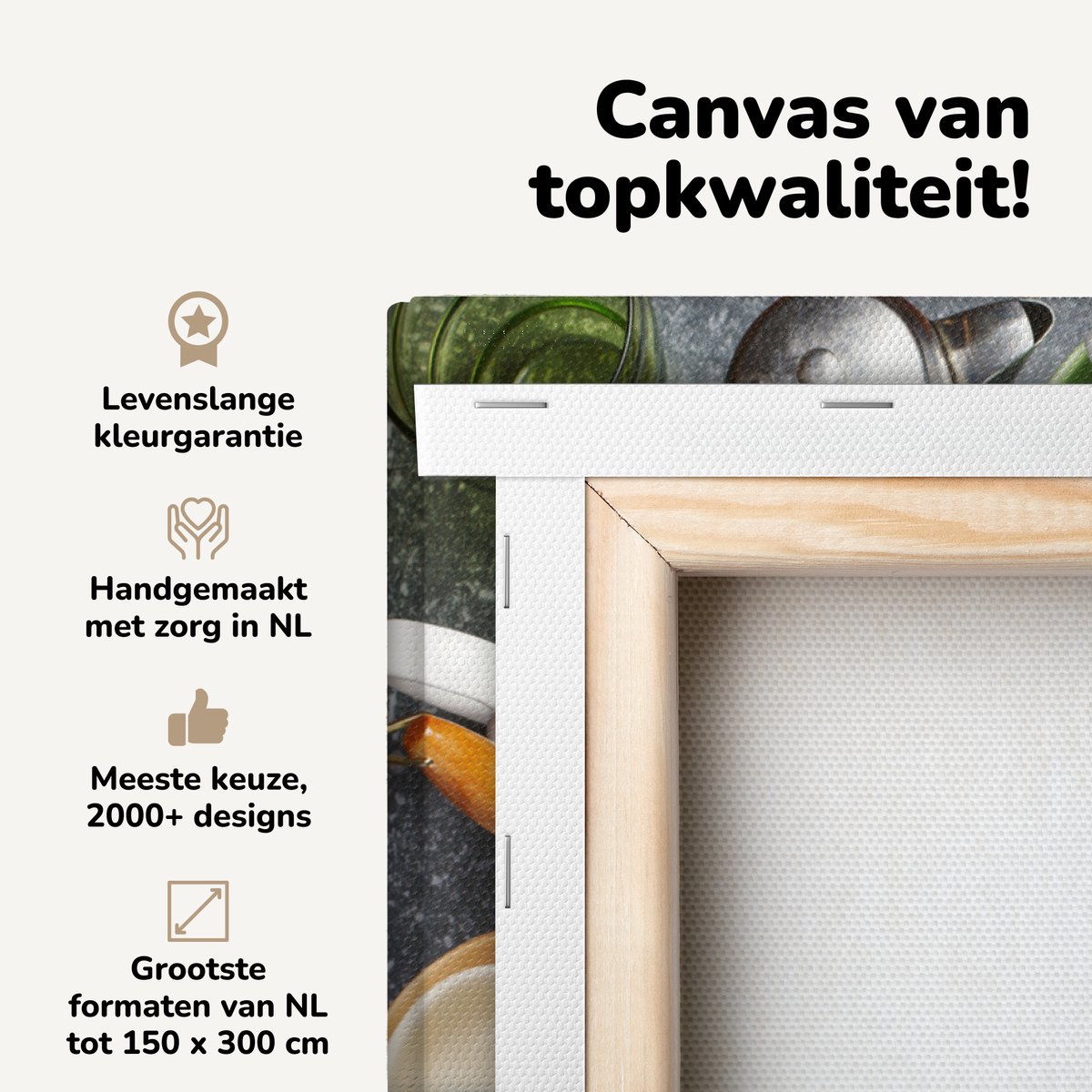 Canvas schilderij 50x50 cm - Wanddecoratie Kookgerei - Keuken - Bestek - Muurdecoratie woo