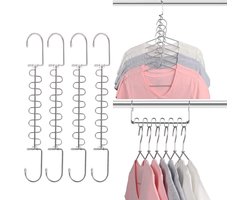 GEFTOL Metalen ruimtebesparende hangers 12 sleuven nieuwe versie hanger magische trapsgewijze hanger kast kledingkast kledingorganizer (8 stuks)