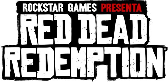 Logo met de tekst 'Rockstar Games Presenta Red Dead Redemption'.