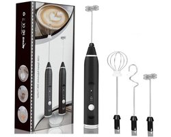 Elektrische opschuimer - Draadloze garde - Koffie en thee - USB oplaadbaar - 1200 mAh - Zwart
