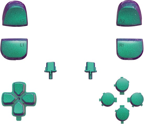 Controller Knoppen Set - Vervangende Knoppen Reparatiekit - Controller Personaliseren - Unieke Kleurencombinatie - Voor PS5 BDM-010/020 - Kameleon Groen Paars — afbeelding 4