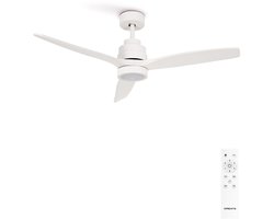 CREATE - Plafondventilator 40W silent 100% hout - Wit - Ø112cm - Met licht - Afstandsbediening - WIND STYLANCE