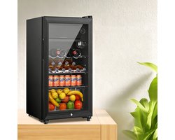 118BL Drankenkoelkast voor 100 blikjes Vrijstaande supercoole mini drankenkoelkast met een klein vriesvak geschikt voor thuis en op kantoor voor het bewaren van bier cocktails frisdranken en sappen Zwart
