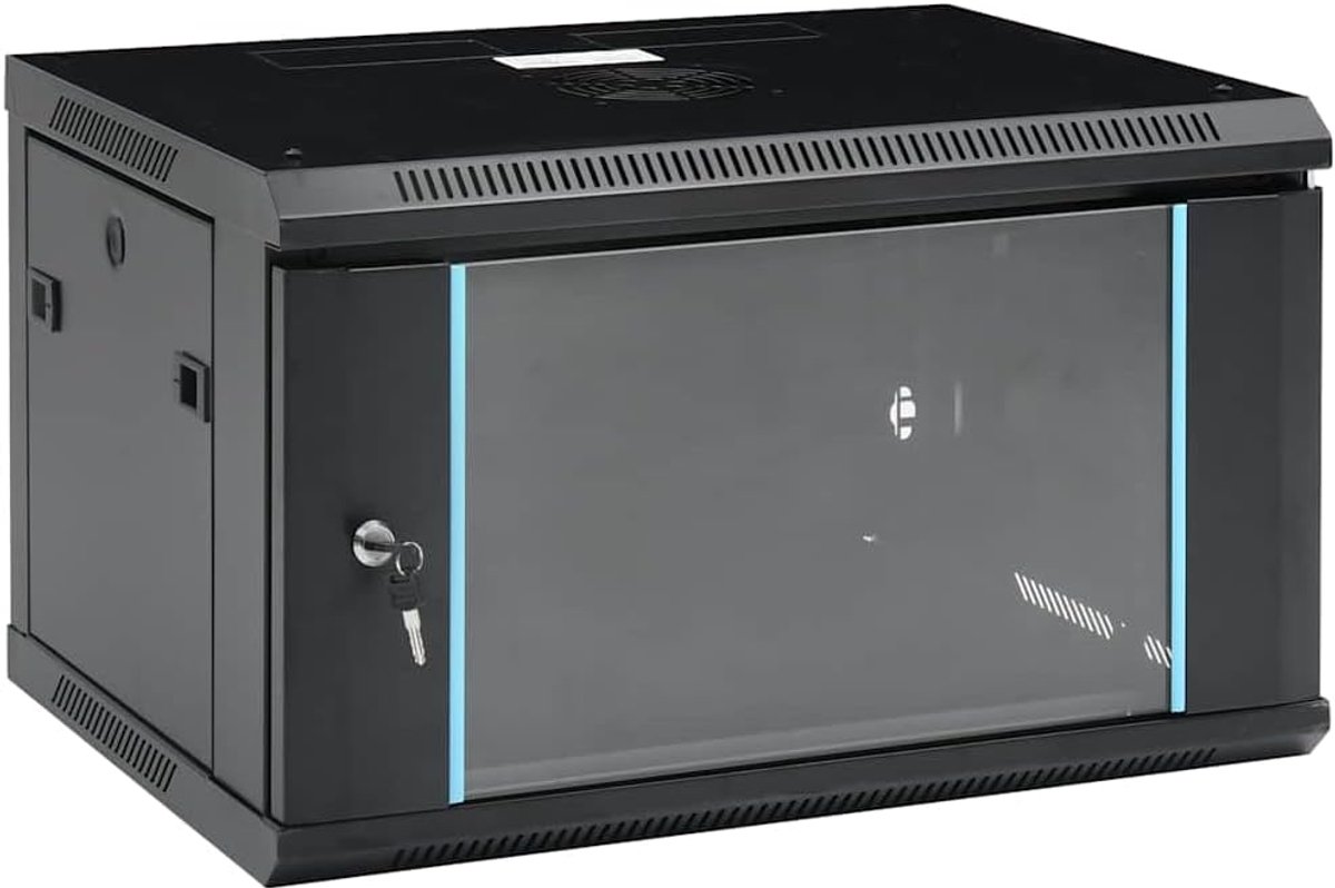 Netwerkkast 6U - Serverkast Wandmontage - Apparatuur Beveiligen - Afneembare Zijpanelen - 600x450x350 mm - Zwart