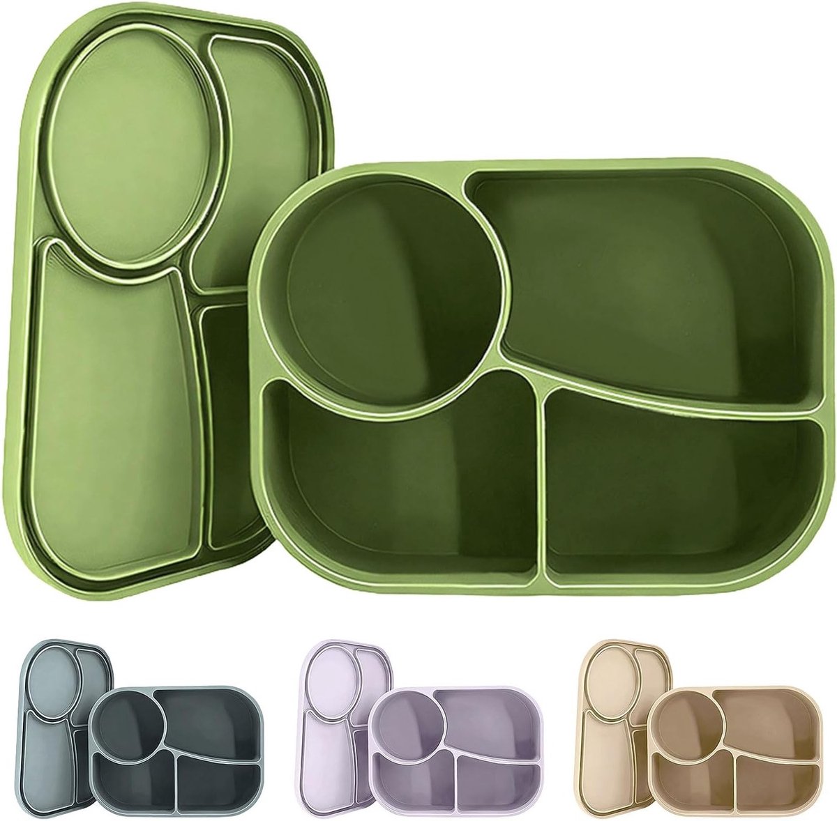 Herbruikbare siliconen lunchbox met 4 vakken, BPA-vrij, magnetron- en vaatwasserbestendig, ideaal voor school en werk