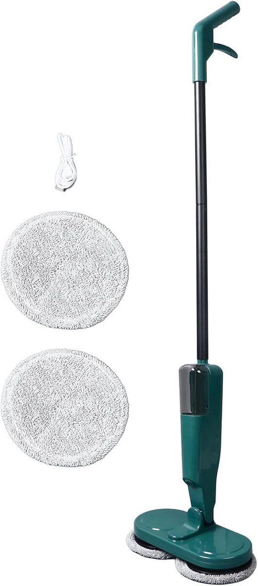 Elektrische Dweil - Vloerreiniger Spinmop - Hardnekkig Vuil Verwijderen - Geïntegreerde Waternevel - 112 cm Lengte - Groen