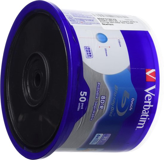 BD-R Schijven - Lege Blu-ray Discs - Data Opslag - Bedrukbaar Oppervlak - 25 GB Capaciteit - Wit — afbeelding 2