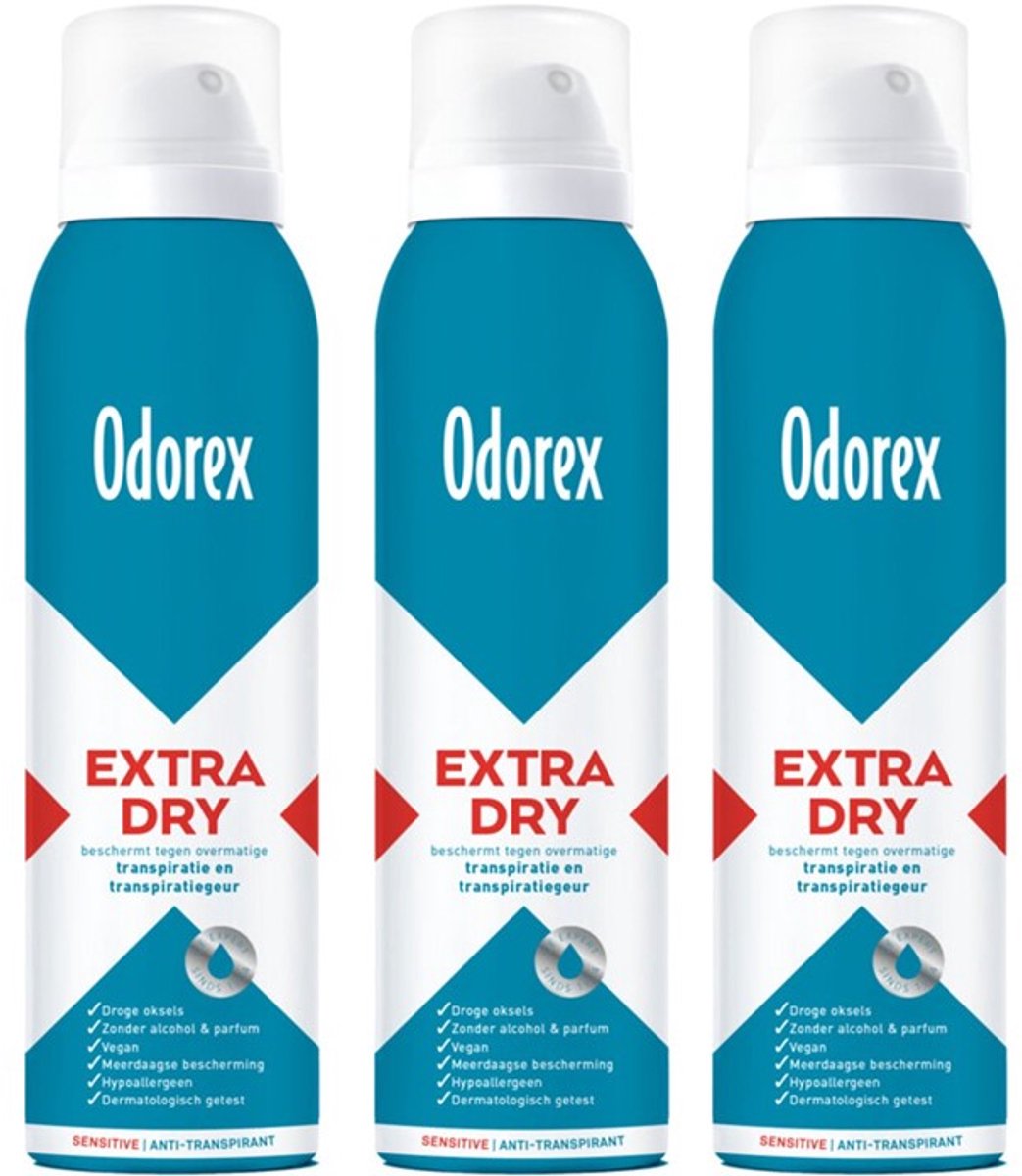 Odorex Extra Dry Deodorant Spray Sensitive - 3x 150ml - voordeelverpakking