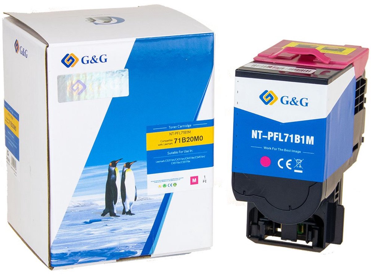G&G Toner vervangt Lexmark 71B20M0 Compatibel Magenta 2300 bladzijden NT-PFL71B1M Kleurloos