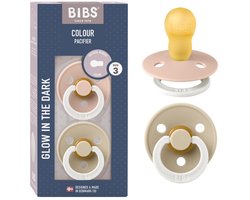 BIBS Colour Glow Fopspeen - 18-48 mnd - 2-pack - Rond - Blush/Vanilla