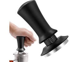 Koffie Tamper - Koffiepoeder Sabotage - Espresso Bereiden - Gekalibreerde Veerbelasting - 53 mm Basis - Zwart