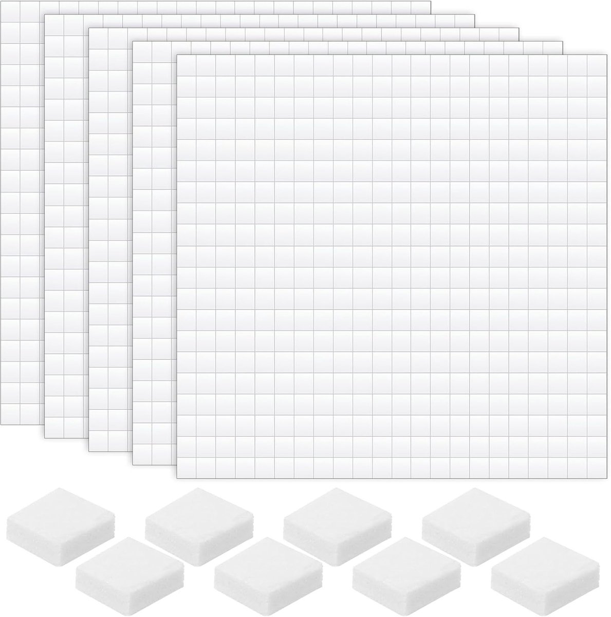 5 Vellen 2000 Stuks Dubbelzijdige Foam Tape, Foam Plakvierkantjes, Ideaal voor Knutselen en Scrapbooking, Kantoorbenodigdheden en DIY Projecten
