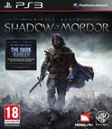 Couverture du jeu PS3 Shadow of Mordor avec un homme armé d'une épée et portant une cape. Comprend une promotion 'Dark Ranger'.