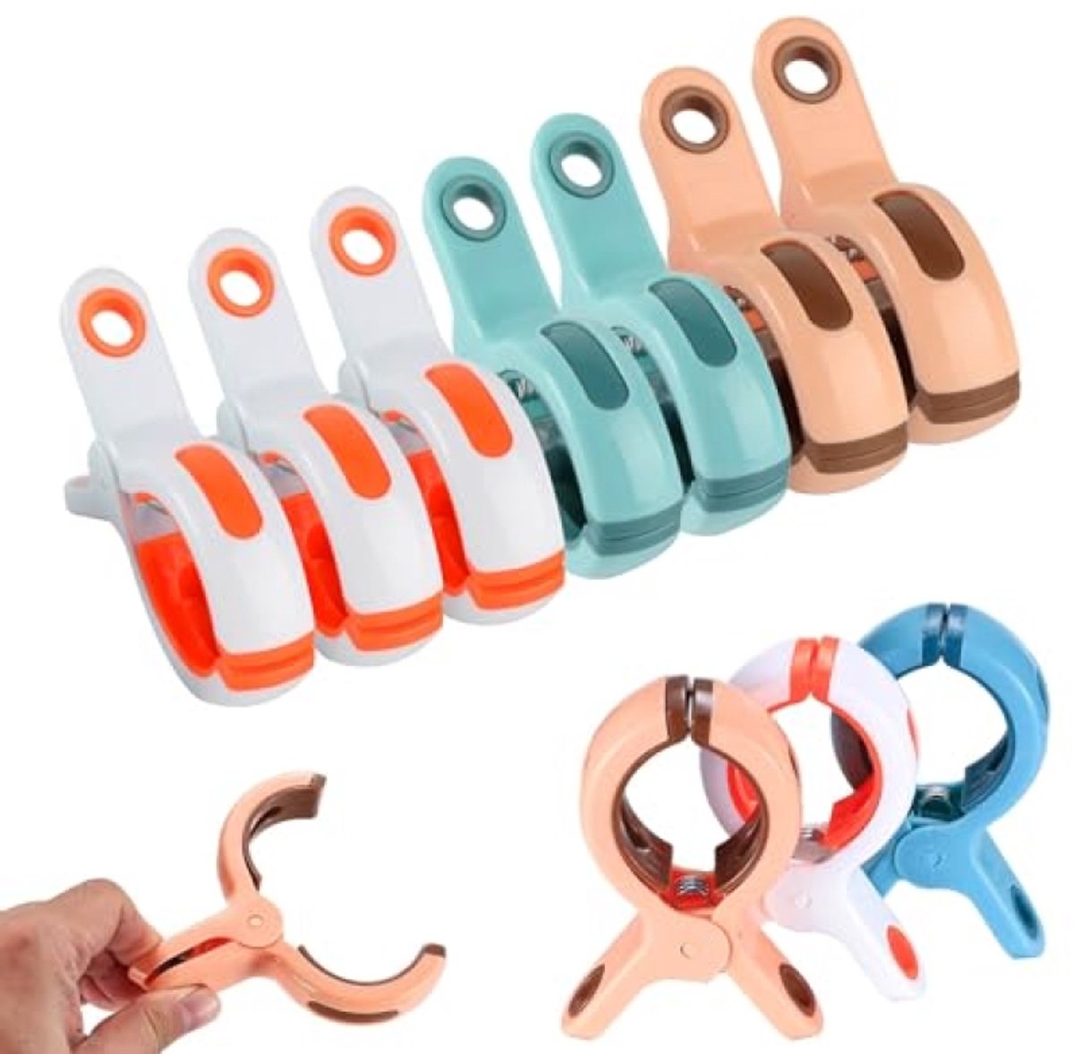 Allecto Plus - Set van 10 Grote Wasknijpers voor Strandstoelen, Handdoeken en Beddengoed