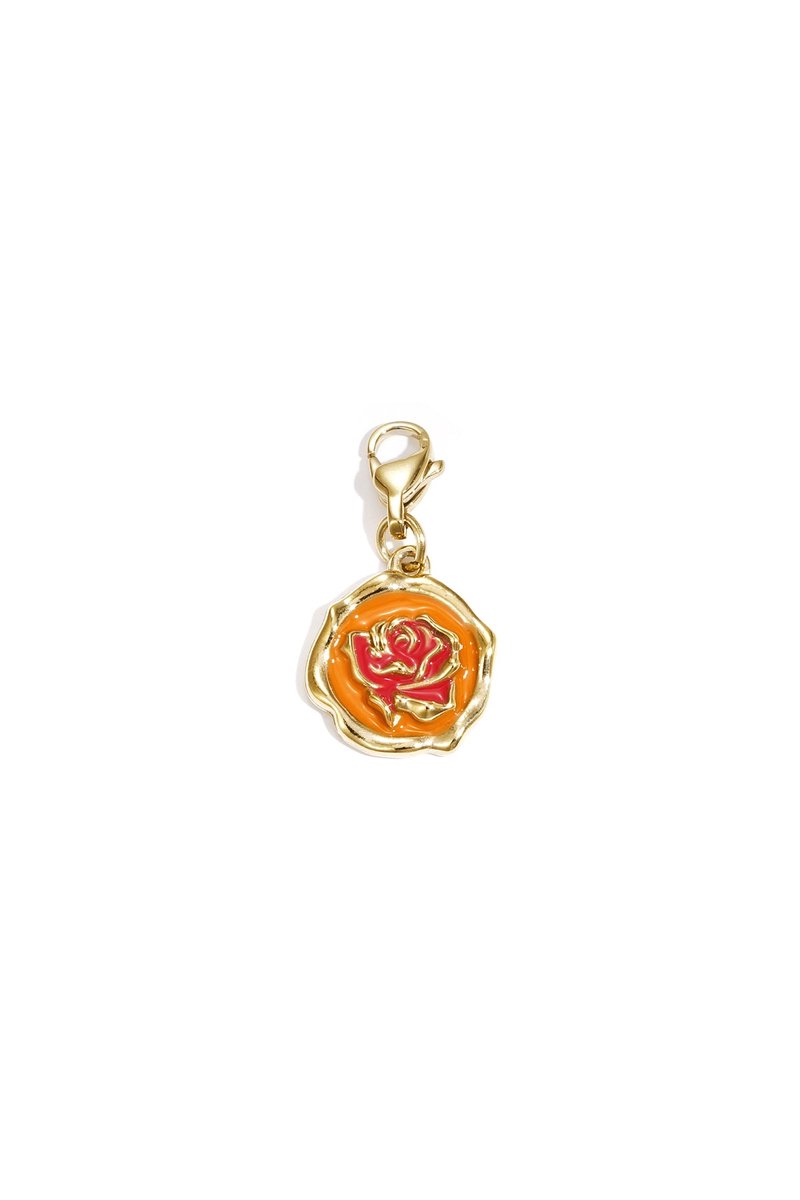 Sieraden bedel roos op munt diy - Oranje