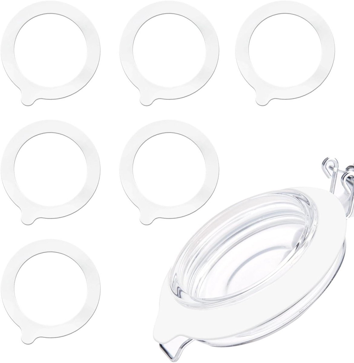 Set van 6 Siliconen Afsluitringen voor Weckpotten, 9.5 cm, Lucht- en Lekdicht, Vervangingsringen voor Glazen Bewaarpotten