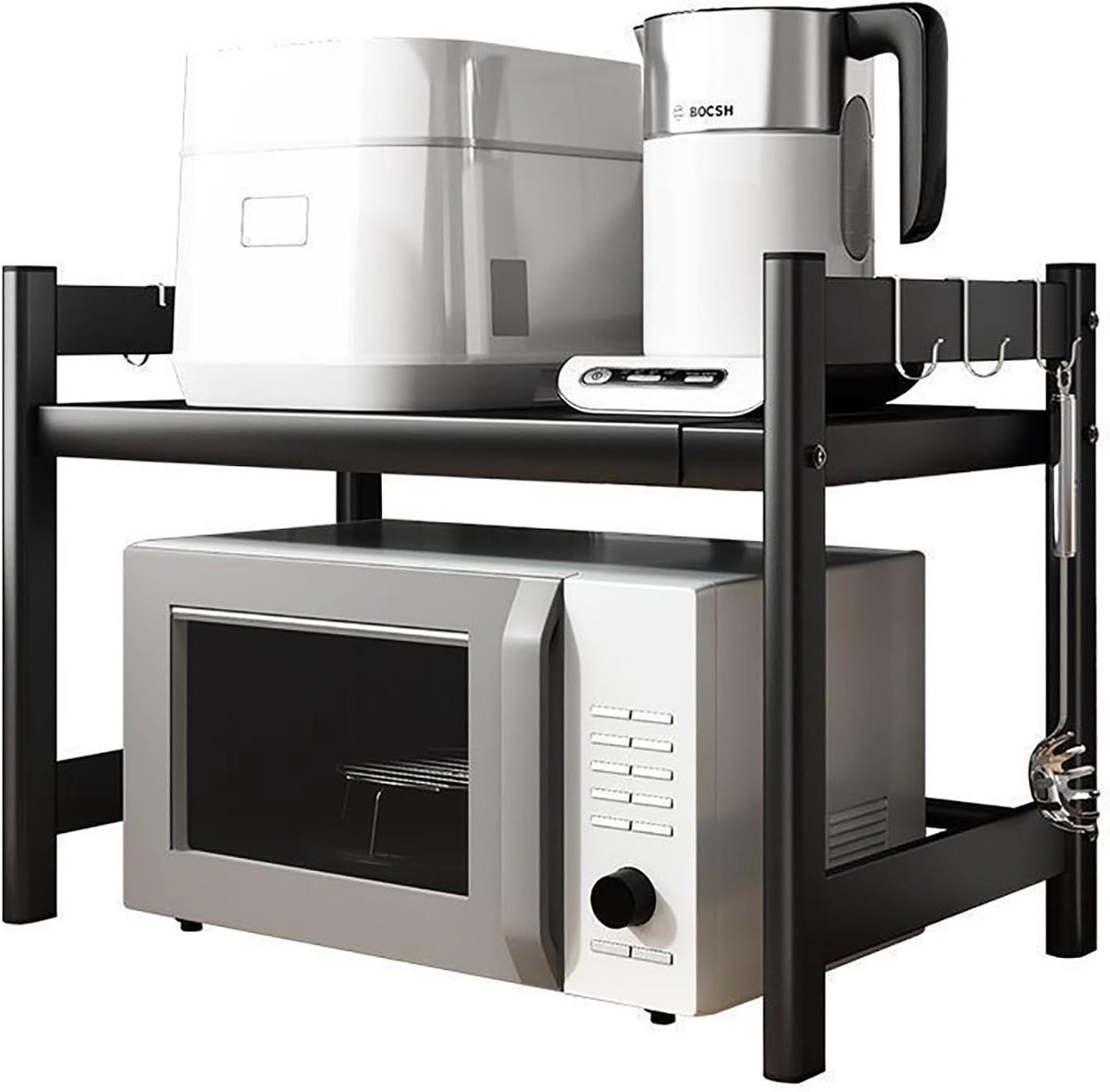 Magnetron Rek - Keuken Organizer - Werkblad Opbergen - Uitbreidbaar & Verstelbaar - 40-78cm Breed - Zwart