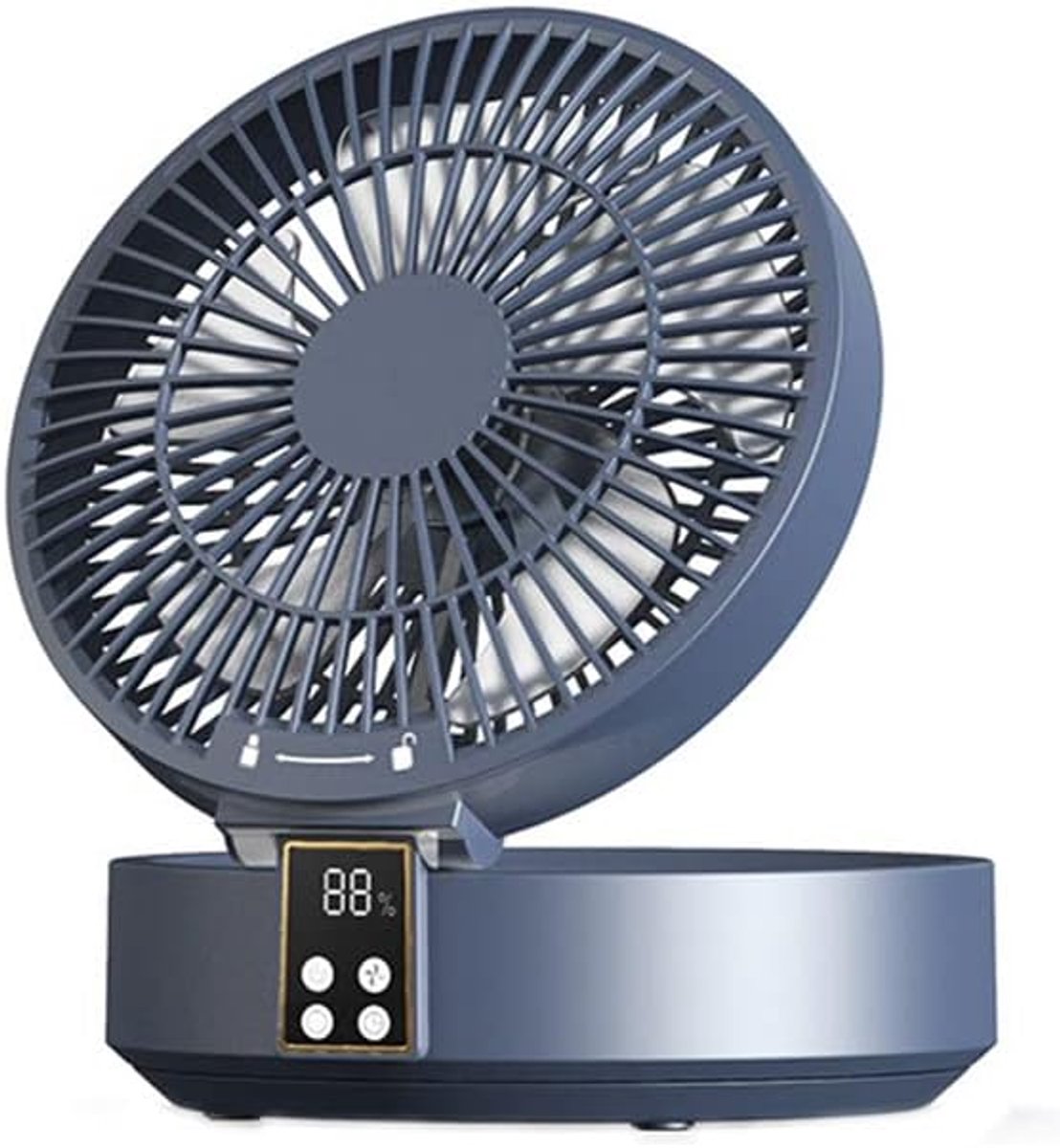 Draadloze Ventilator - Convectie Koeler - Persoonlijke Verkoeling - Opvouwbaar Wandmontage - 19 x 19 x 11 cm - Blauw