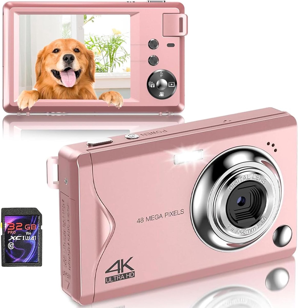 Digitale Camera - Compacte Camera - Fotografie Vastleggen - 48MP Full HD - 3 Inch Scherm - Roze