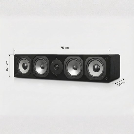 Center Luidspreker - Home Cinema - Films Geluid - 4 Woofer 525" - 75 x 25 x 165 cm - Zwart — afbeelding 2