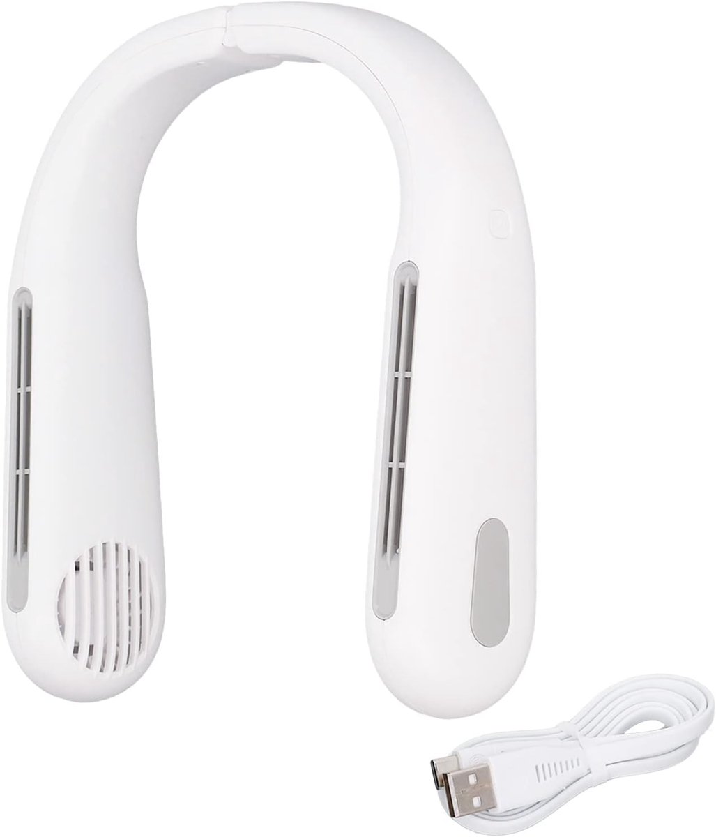 Draagbare Nekventilator - Hangende Ventilator - Persoonlijke Verkoeling - Drie Windsnelheden - 26x19x7cm - Wit