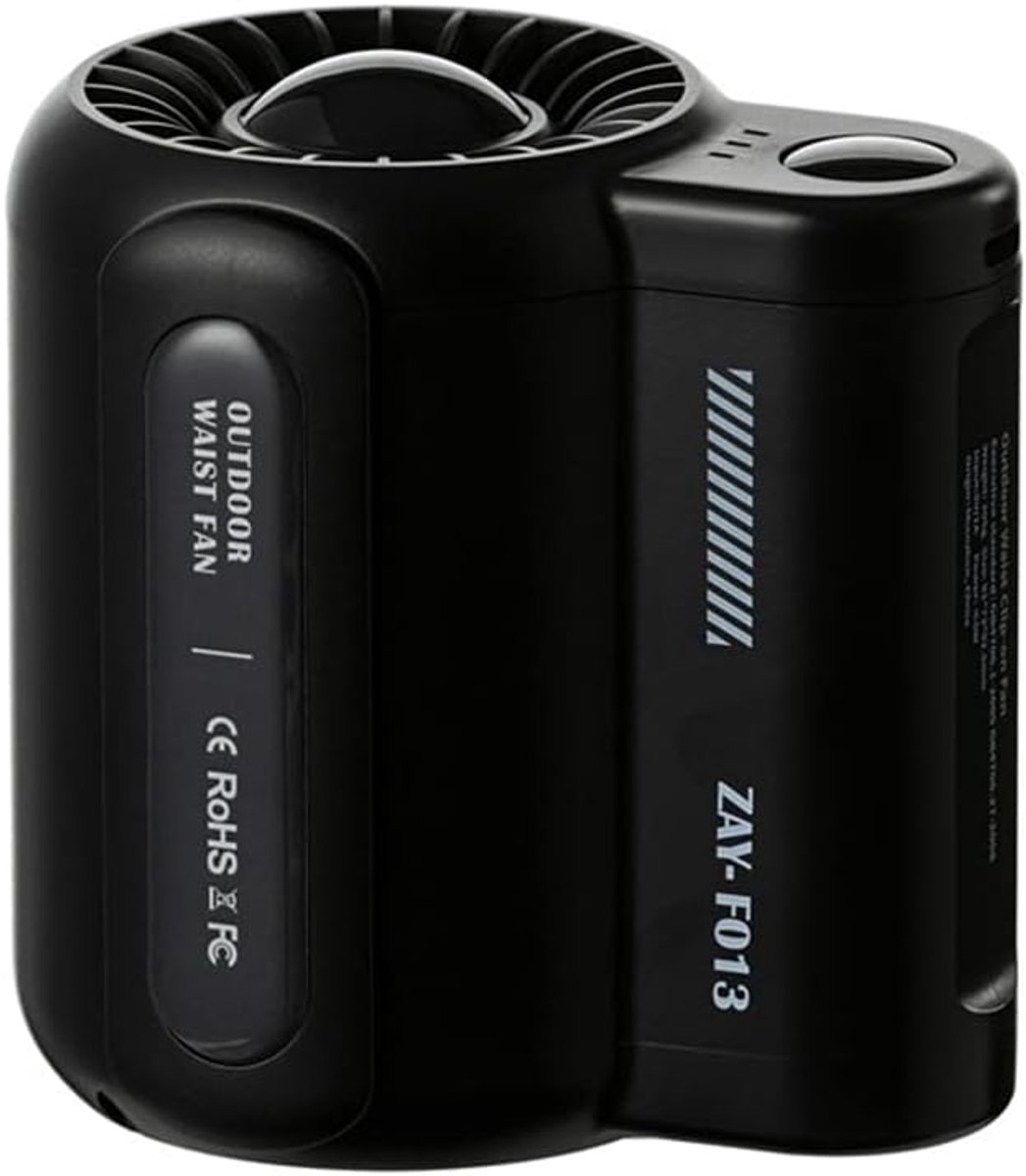 Draagbare Ventilator - Persoonlijke Koeler - Buiten Activiteiten - Oplaadbaar 4500 mAh - 91 x 73 x 92.5 mm - Zwart