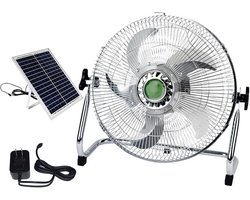 Oplaadbare Vloerventilator - Draagbare Koeler - Buiten Gebruik - 12 Snelheden - Zonnepaneel…