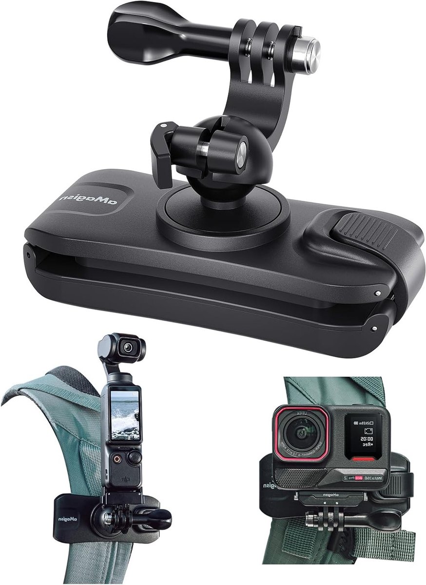 Rugzakhouder Camera - Clip Mount - Reisfotografie - 360° Instelbaar - 125 Gram Capaciteit - Zwart