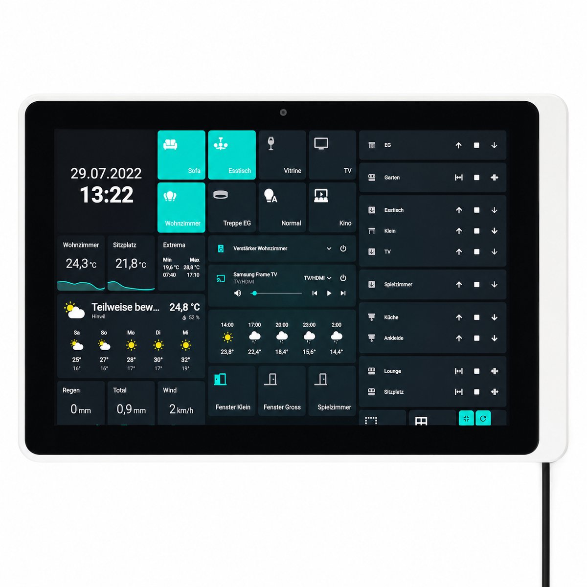 Amazon Fire HD 10 (2021) Wandhouder 24,7 x 16,6 x 0,9 cm - Tablet Muurbeugel - Smart Home Dashboard Houder - Home Assistant Wandmontage - Tablet Wandframe Met Verborgen Kabelbeheer - Geschikt Voor Amazon Fire HD 10 11e Generatie - Wit