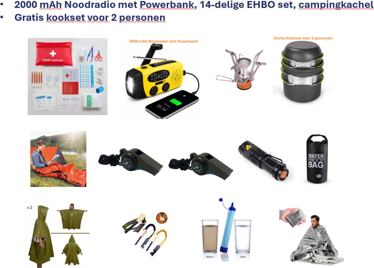 RezReady Noodpakket - 72 uur Noodpakket voor Thuis - Survival Kit & Overlevingspakket - Oorlog - Compleet Overlevingspakket